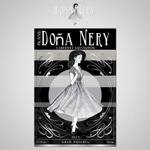 Wine bottle label with the title 'Diseño de etiqueta de Vino.'