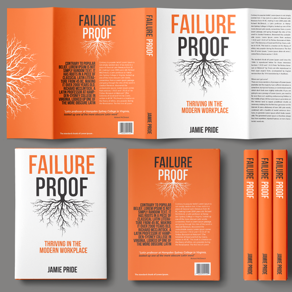Workplace design with the title 'Failure proof book cover'