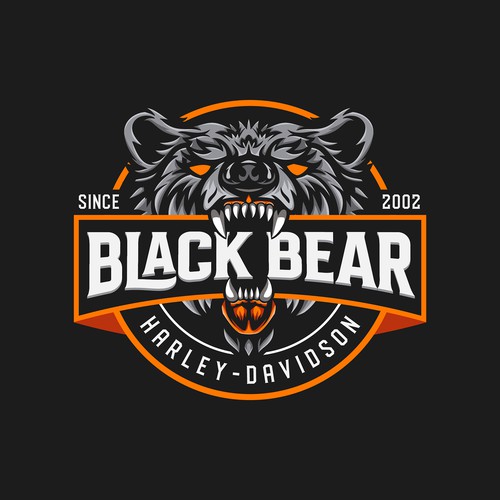 Roaring logo with the title 'Logo emblem design for black bear'