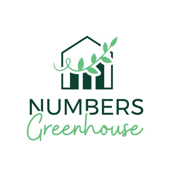 Green logo with the title 'Logo Numbers Greenhouse'