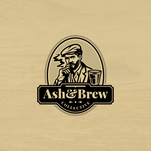 Bartender design with the title 'Ash & Brew Collective Logo Entry'