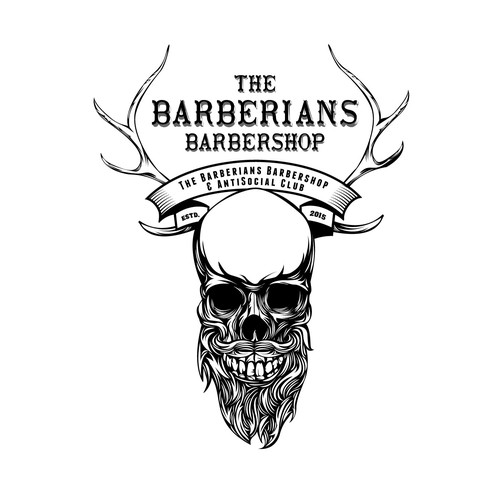 Barber design with the title 'Barberians Barbershop'