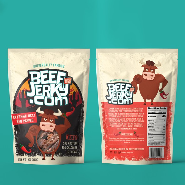 Keto packaging with the title 'Beef Jerky Packaging'