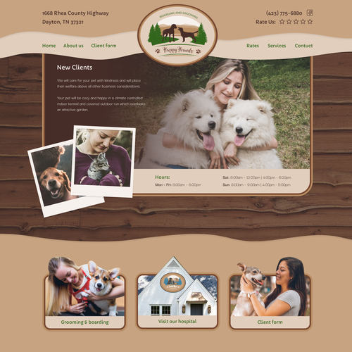 Retro website with the title 'Homepage / Happy Hounds'