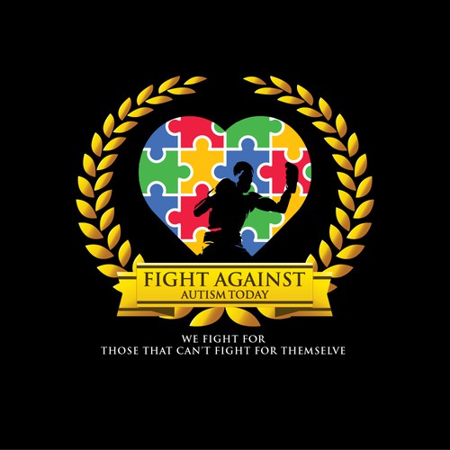 Autism design with the title 'FIGHT AGAINST AUTISM TODAY'