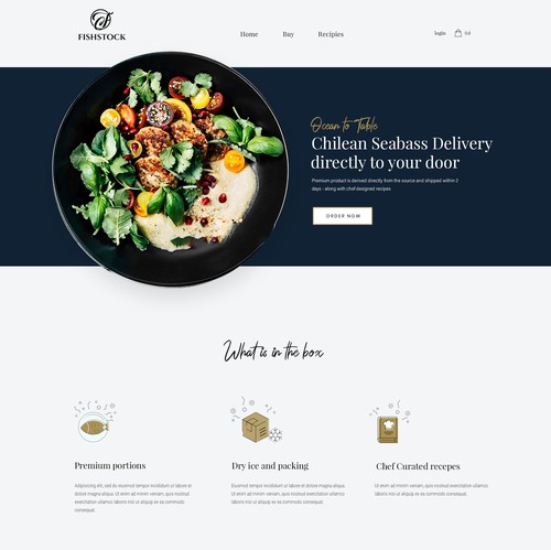Restaurant website with the title 'Fishstock ecommerce'