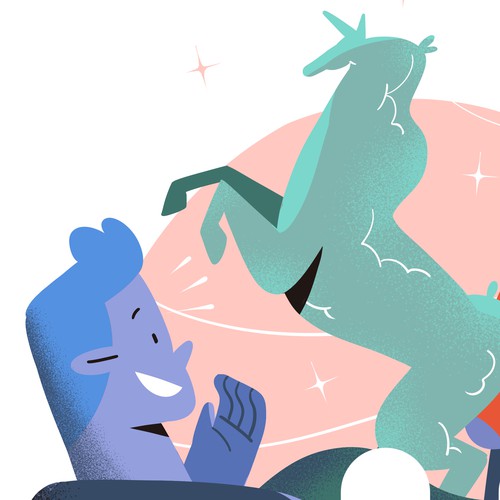 Animated illustration with the title 'illustration for 99 desing web'
