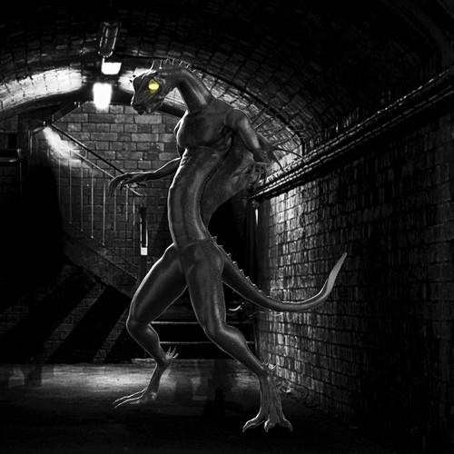 Creature design with the title 'Horrifying creature concept design'