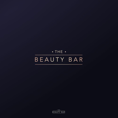 Rose gold logo with the title 'The Beauty Bar'