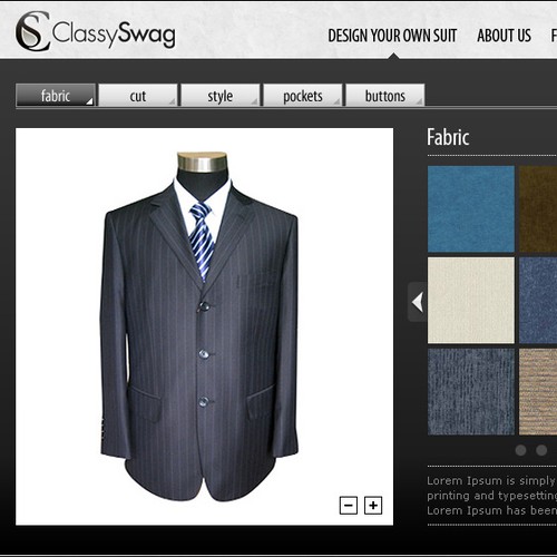 Clothing website with the title 'Classy Swag needs your design!'