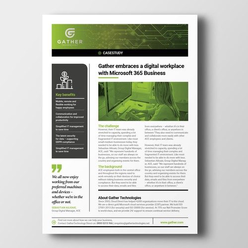 Case study design with the title 'Case Study Template'