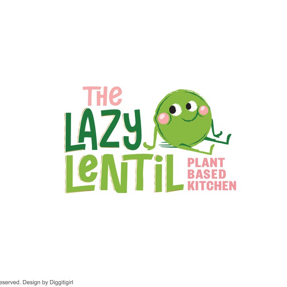 Funny logo with the title 'The Lazy Lentil - charming mascot Logo'