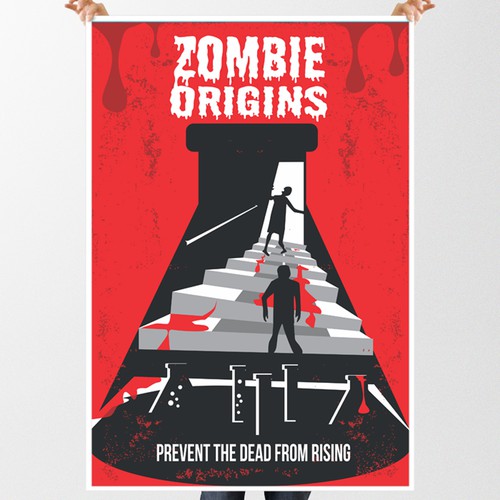 Zombie design with the title 'Flat Design Style Poster for Escape Labs'