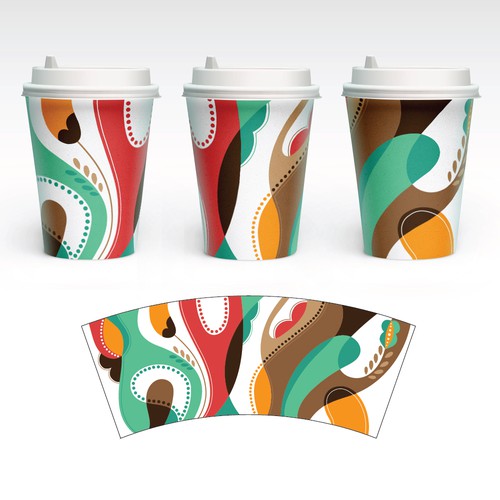 Tea packaging with the title 'Elegant Artwork for Paper Cups'
