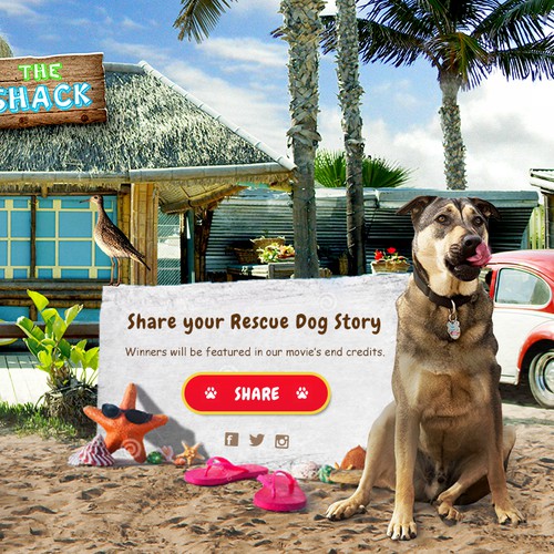Dog website with the title 'Landing page for Rescue Dog Movies'