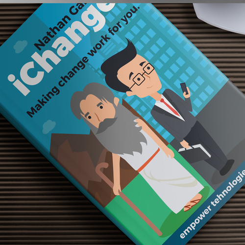History book cover with the title 'iChange front book illustration'