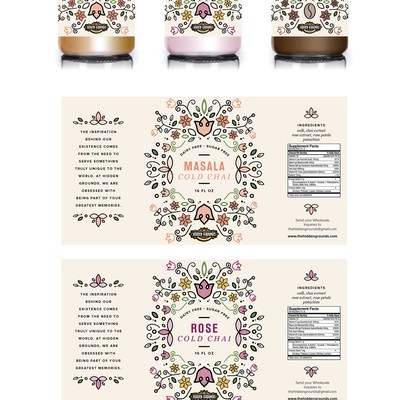 Labels Hidden Grounds - Masala/Rose Cold Chai & Cold Brew Creole Style