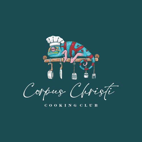 Chameleon logo with the title 'Logo for Corpus Christi Cooking Club'