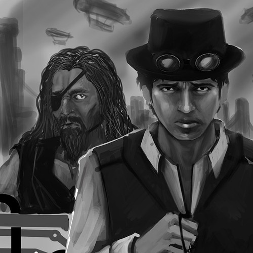 Steampunk book cover with the title 'Design contest entry'