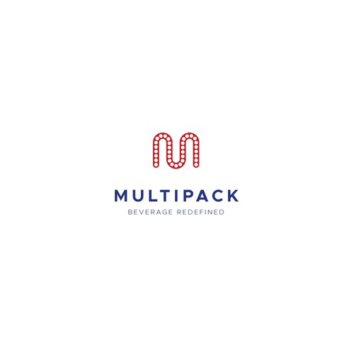 Letter m design logo with the title 'Concept for Multipack, a beverage manufacturer and copacker'