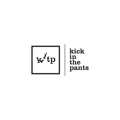 Monochromatic logo with the title 'Create logo concept for "kick in the pants". "kick in the pants" is a blog about intrinsic motivation, leadership and human resources topics. and looking forward to run some events with speakers and workgroups.'