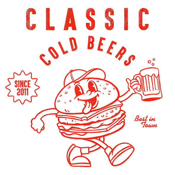 Beer t-shirt with the title 'Cheeseburgers'