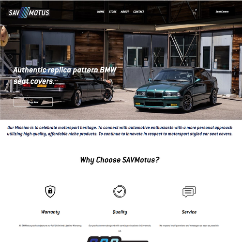 Automotive website with the title 'Savmotus'