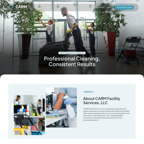 Cleaning design with the title 'CARM Facility Services'