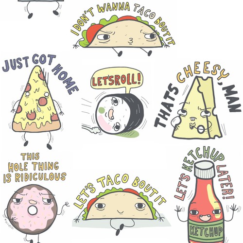 Messaging design with the title 'food stickers'