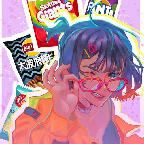 Anime artwork with the title 'Exotic snacks concept start up'
