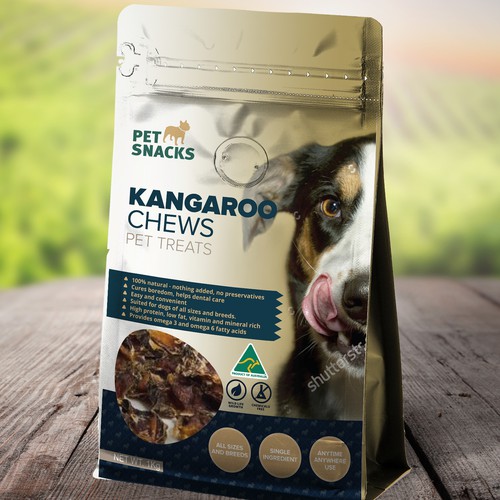 Pet food packaging with the title 'Retail Packaging For Pet Treats Company'