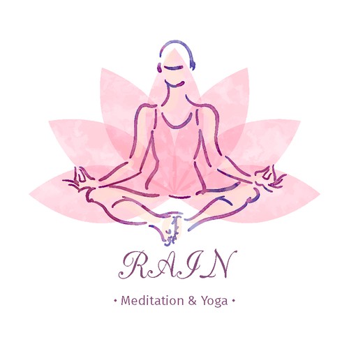Rain logo with the title 'Rain - Meditation & Yoga Logo'