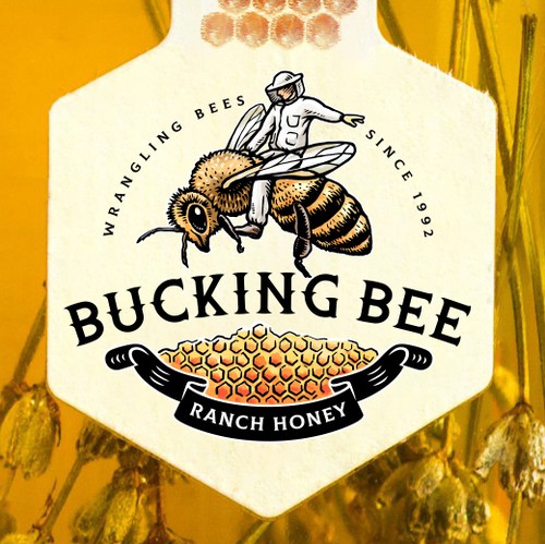 Beekeeping logo with the title 'Bucking Bee Ranch'