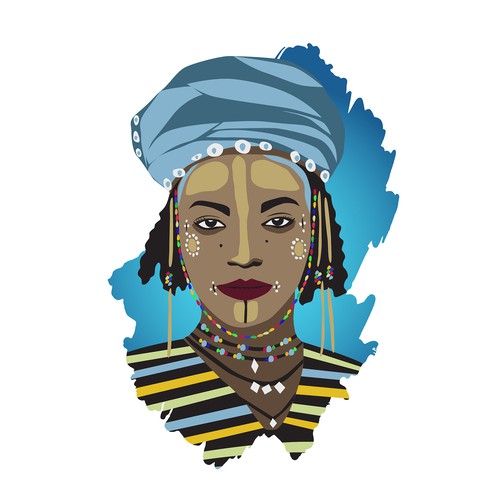 African artwork with the title 'Woman Illustration'