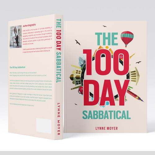 Travel book cover with the title 'The 100 Day Sabbatical Cover design'