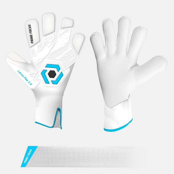 Glove design with the title 'Prime Focus Goalkeeper Gloves'
