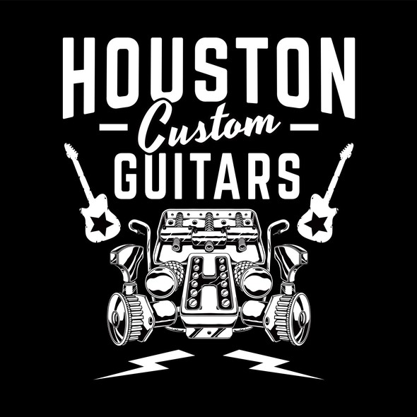Graphic t-shirt with the title 'Houston Custom Guitars'