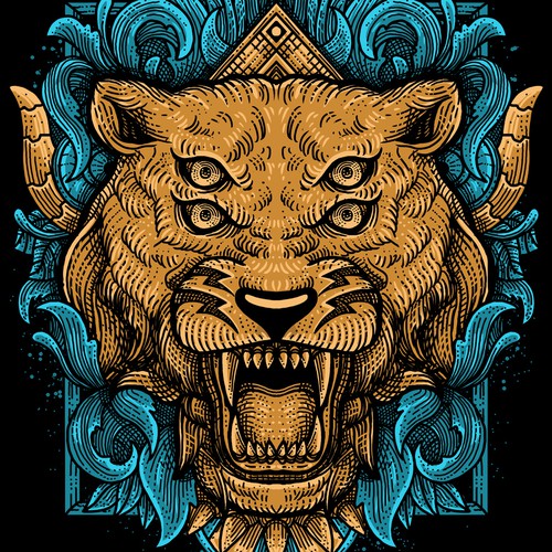 Tiger design with the title 'Tiger Head T-shirt design'