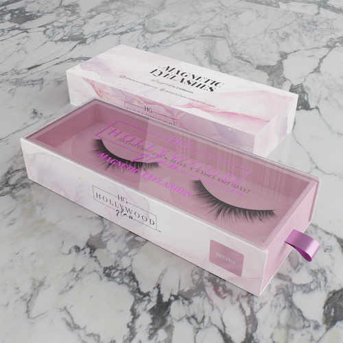 Luxury packaging with the title 'Professional Box Design - Magnetic eyelashes'