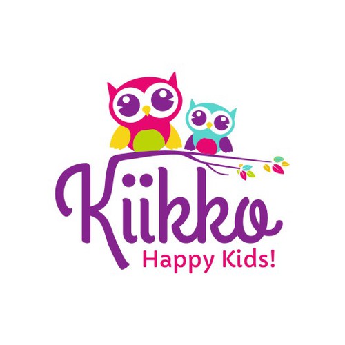 Owl logo with the title 'Kiikko - childcare website needs a super cool logo!'