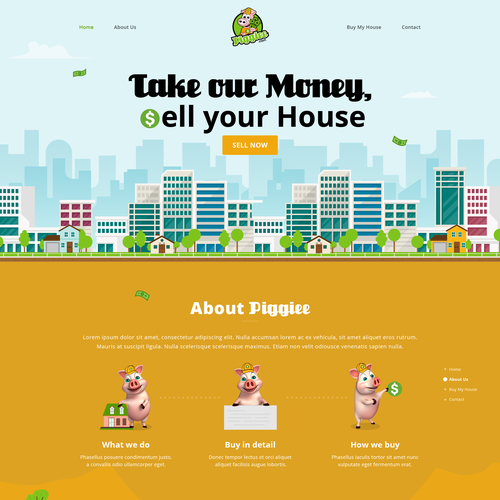 Real estate website with the title 'Piggiee'