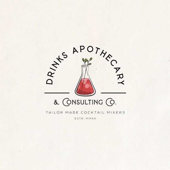 Flask design with the title 'Logo Design for Drinks Apothecary'