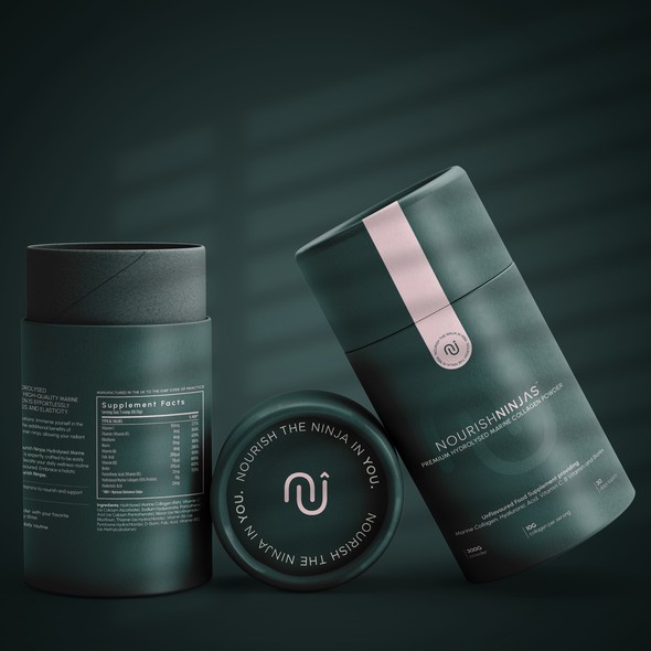 Design with the title 'Nourish Ninjas Collagen Powder'