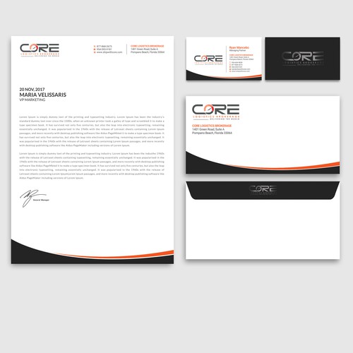 Letterhead design with the title 'Stationery Design'