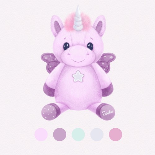 Toy design with the title 'Unicorn Plush Toy Design'