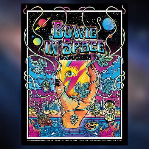Beer illustration with the title 'Bowie in Space'