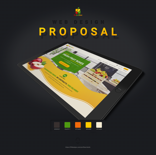 Green website with the title 'Website design for fresh fruit delivery company'