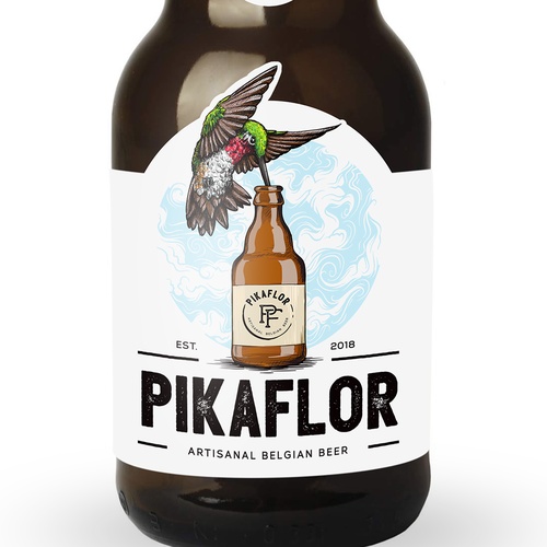 Bottle design with the title 'PIKAFLOR Artisanal Belgian Beer'