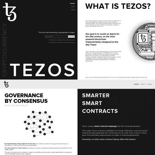 Animation website with the title 'Bold web design for Tezos'