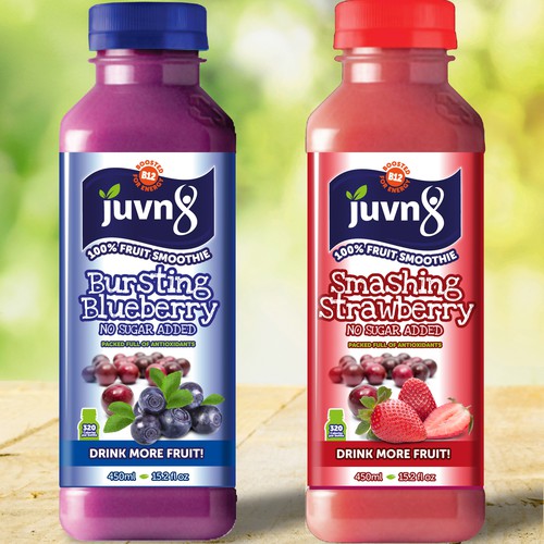 Appealing design with the title 'Bottle wrap for a fruit smoothie - Juvn8'